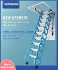 Heavy Duty Telescopic Electric Pull Down Attic Ladder With Sweet One Touch Remote For Seamless Invisible Ceiling Access, blue.