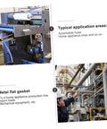Factory machinery and piping with typical application areas for metal flat gasket in industries shown.