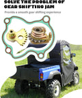 Front view of ANODZU gearshift fan gear set for Massimo MSU 500/700 and Hisun UTVs, with metal gears and gasket outline