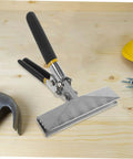 Duckbill Pliers Manual Metal Bender with nonslip jaws on a wood surface, ideal for sheet metal roofing and metalwork.