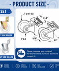 Top Notch 8 Pack Drawer Roller Replacement Kit With Durable Nylon Wheels And Robust Steel Brackets For No Sweat Kitchen Cabinet Slide Fix And Quick Hardware Tune Up showing product size and specifications.