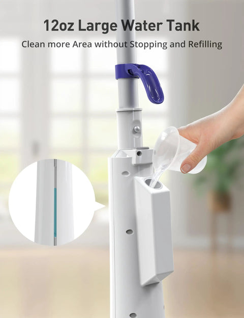 Kick Grime Steam Mop Heavy Duty Floor Steamer with 12oz water tank for efficient cleaning without frequent refills.