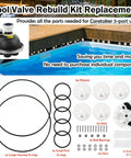 5 Port Pool Valve Rebuild Kit Replacement For Zodiac Valve Compatible With Jandy Polaris Caretaker Pool Valve includes components