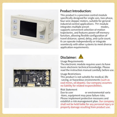 Four Wire Stepper Motor Controller With Large LCD Display For Industrial Automation, Configurable Motion Patterns And Adjustable Delay, Pro Grade Precision Control Module For Conveyor Belts, Printers, And Assembly Lines, front view