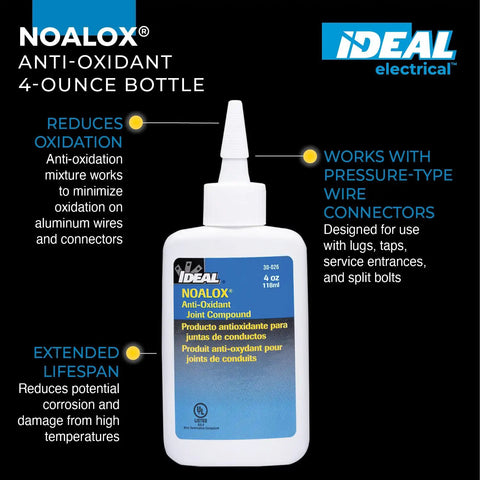 Noalox Anti Oxidant Compound For Aluminum Conduit Joints Reduces Galling And Seizing With Zinc Particles 4 Oz Bottle front view