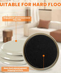 Heavy Duty Furniture Sliders For Carpet 24 Pack, 3.5 Inch Round Glides on a rug, showing beige plastic and black foam.