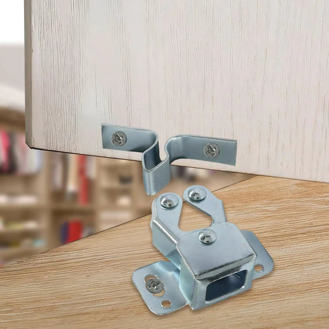 20 Pcs Double Roller Cabinet Door Latches With Screws For Cupboard Closet Kitchen Cabinets Durable Iron Hardware Silver