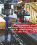 Top And Bottom Bearing Flush Trim Router Bit Set With One Quarter Inch Shank, Carbide Cutter, installed in woodworking tool