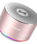 Tiny But Mighty Grab And Go Metal Bluetooth Speaker With Lights And Lanyard 5W Mini Wireless 5.0 in rose gold aluminum