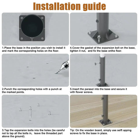 Ultra Stable Stainless Steel Umbrella Tube Base Installation Guide
