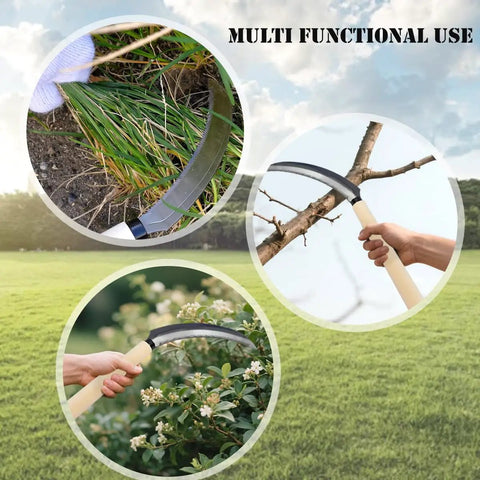 Mini Stainless Steel Serrated Blade Handheld Wooden Handle Sickle Tool Set used for pruning branches and cutting grass