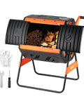 53 Gallon Dual Chamber Compost Tumbler with easy turn rotating bin and aeration system, dual sliding doors visible