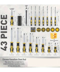 Top Notch 43 Pcs Magnetic Screwdriver Kit Slotted Phillips Hex And Torx Bits Perfect For Delicate Electronic Fixes Serious DIY Work And Pro Jobs To Get It Done Flawless Total Game Changer For Any Toolbox. 43-piece chrome vanadium steel screwdriver set