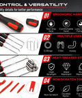 Detailed view of 15 Piece Pick And Hook Tool Set for auto repair with magnetic pickup and ergonomic features highlighted.