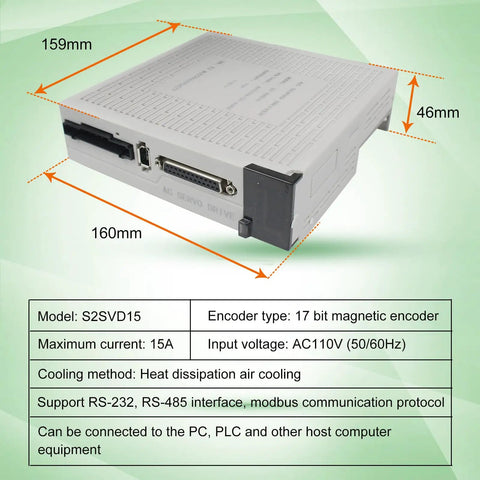 Pro Grade 110V 400W Servo Motor Kit With Driver And CNC Controller showing dimensions and input voltage features