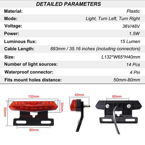 Waterproof Ebike Light Kit With Turn Signals And Tail Light Front Headlight With Horn 36V 48V Compatible Includes Switch 1T3 Connecting Cable Waterproof Connectors All In One Bike Lighting System For Day To Night Rides Street Ready