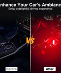 2 Pack Car USB Night Light Bulbs create red ambient lighting in car interior, enhancing night-time ambiance for vehicle interiors.