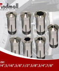 7 Piece 5C Hex Collet Set For CNC Milling And Engraving Machines Inch Sizes One Quarter Inch Through Seven Eighth Inch Spring Collet Holder