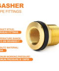 Brass 1-1/2 Inch Female To 2 Inch Male Bulkhead Tank Connector Fitting With Rubber Ring For Water Tanks Buckets And Fish Tanks