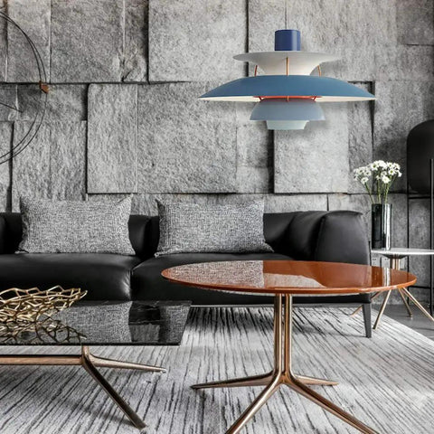 UFO Style Pendant Light Dope Modern Minimalist Ceiling Fixture Aluminum Chandelier For Dining Room Living Room Kitchen And Restaurants Adjustable Height Easy Install Sleek Contemporary Lighting in living room setting