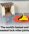 Grab This Knockout Lock Miter Router Bit For Flawless Woodworking Joints With Zero Sweat Setup And A Pro Grade Half Inch Shank That Guarantees Dead On Cabinet Alignment Every Single Project, showcasing a wooden joint with miter router bit.
