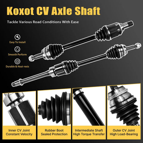 Toyota Front CV Axle Shaft Assembly Pair For 2002 2006 Camry And 2004 2008 Solara FWD 2.4L L4 Left And Right Sides OE Replacement NCV69577 NCV69578 Beefy Axles For Smooth Power Transfer And Reliable Daily Driver, shown with inner CV joint and rubber boot