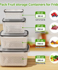 Fridge Fruit Storage Set With Removable Colander And All-In-One Washing Bowl For Rinse, Drain, And Refrigerate Produce Like A Pro