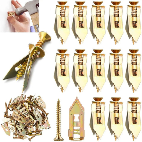 Self Drilling Drywall Anchor Kit With Zinc Steel Screws For Hollow Walls Heavy Duty Mounting System Dual Pack 30 And 50 Set on white background
