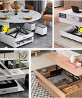 Sleek Electric Lift Coffee Table With Remote Control And Sturdy Iron Frame, high capacity with adjustable height in a living room.