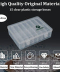 15 Piece Clear Bead Organizer Kit With Labeled Compartments Large Craft Case For Beads Jewelry Making Diamonds Bracelets Screws Sewing Mini Tools And Small Parts Storage For DIY Enthusiasts, BPA-free PP plastic