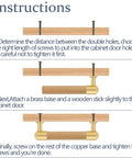 Assembly instructions for modern mid century brass and wood cabinet pulls with T bar design and easy grip hardware.