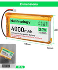 Beefy 3.7V 4000mAh LiPo Battery with USB Charger Cable, dimensions labeled, shown on scale weighing 61.9g.