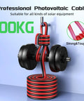 Heavy Duty Solar Panel Wire Set 50 Ft Black And Red 10 AWG PV Tinned Copper Extension Cable holding 100kg weights.