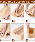 Folding method for Large Window Paper Bread Bags 25 Pack For Sourdough And Homemade Bread With Label Seal Stickers