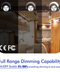 Road Ready Smooth Flicker Free DC Led Dimmer Switch For RV Camper Interior Lighting With Easy Pull Off Knob Controller five to twenty four volt PWM module displayed in RV setting.