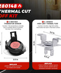 Beefed Up Dryer Heating Element Kit With High Limit Thermostat 8318314 And Thermal Fuse 280148 For Whirlpool Kenmore Maytag shown.