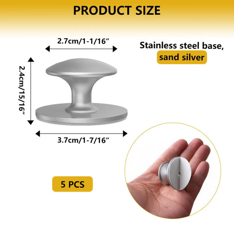 Five Pack Self Adhesive Cabinet Knobs And Drawer Pulls Peel And Stick Stainless Steel No Drill Handles size details