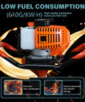 Gas Powered 62cc Post Hole Digger Kit With Auger Bits showing fuel-efficient 610G/KW-H carburetor design