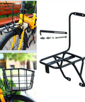Front Bicycle Luggage Rack Carrier For Mountain And Folding Bikes V Brakes Compatible Easy Install showcasing design and mount details