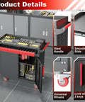 Beefy Metal Garage Storage Cabinet On Wheels With Lockable Doors And Adjustable Shelves, Pegboard, And Heavy Duty Tool Locker For Garage Or Warehouse, open