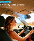 Driver using Car Clip On Fan With LED Display, 360 Degree Rotation, 199 Speed Settings, USB Rechargeable 1500mAh Battery