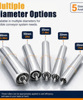 Heavy Duty Stainless Steel Conveyor Roller Set For Gravity Replacement 8 Size Options Including 8 10 12 14 16 18 20 24 Inches 5 Pack Ideal For Factory Equipment Material Transfer And Conveyor Systems, 25-60mm sizes