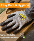 Level 5 Cut Resistant Gloves With 3D Comfort Stretch Fit And Top Notch Grip For Pro Jobs, ANSI A5 Protection, Non Slip Grip Even In Light Oil, Touch Screen Ready, Durable And Machine Washable, Black Gray Medium Size 8 One Pair