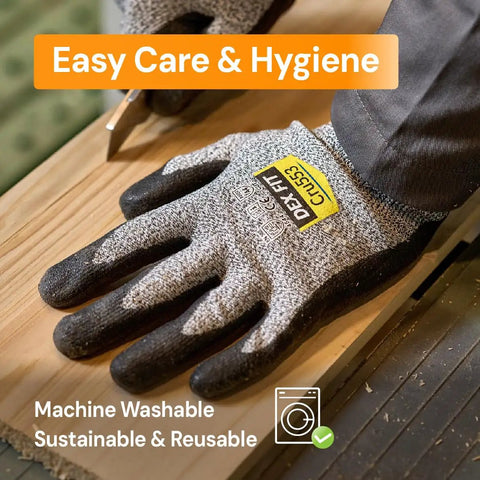 Level 5 Cut Resistant Work Gloves With 3D Comfort Stretch Fit Power Grip Touch Screen Ready Ultra Thin Pro Grade Durable And Flexible Machine Washable Gray Large 3 Pair Set