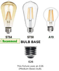 Image showing recommended bulb types: ST64, ST58, A19 with E26 base for Three Light Vanity Light Dope Oil Rubbed Bronze With Clear Cylinder Glass Over Mirror Bathroom Fixture For Modern Farmhouse Style 3 Lamp Vanity Lighting For Any Bath Decor
