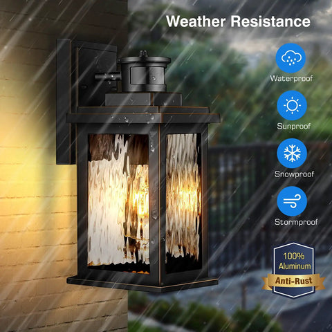 Motion Sensor Outdoor Wall Lights With Dusk To Dawn Sensor PIR Technology Anti Rust Aluminum Waterproof Porch Lanterns Black Exterior
