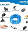 Leak Proof Shop And Garage Ready Air Piping Kit 3/4 Inch By 100 Foot HDPE Aluminum Air Line System For Air Compressors 200 PSI Easy To Install Flexible Piping ASTM F1282 Blue parts including tubing and fittings.