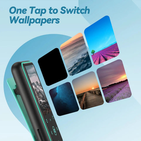 Clip On 64GB MP3 Player With Bluetooth 5.3 FM Radio And Voice Recorder Up To 128GB With Micro SD showing wallpaper options