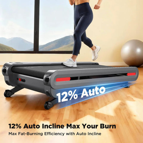 Ultra Quiet Under Desk Treadmill With Auto Incline 12 To 20 Percent 3.0 To 3.5 HP Brushless Motor 18 Inch Wide Deck