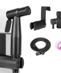 SUS304 Stainless Steel Matte Black High Pressure Handheld Bidet Sprayer Kit for Toilet with Soft and Jet Modes, hose and valves